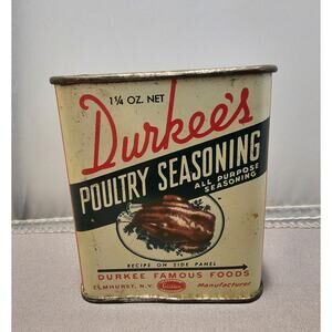 Vintage Durkee's Poultry Seasoning 1-1/4 oz Spice Tin - USA